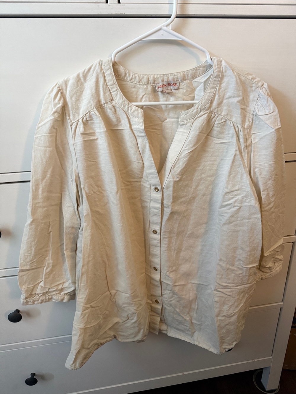 Cream Button-Front Women’s Top